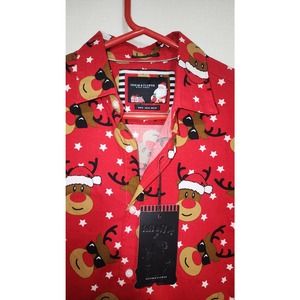 Rudolph red nosed reindeer collared shirt medium men size 40